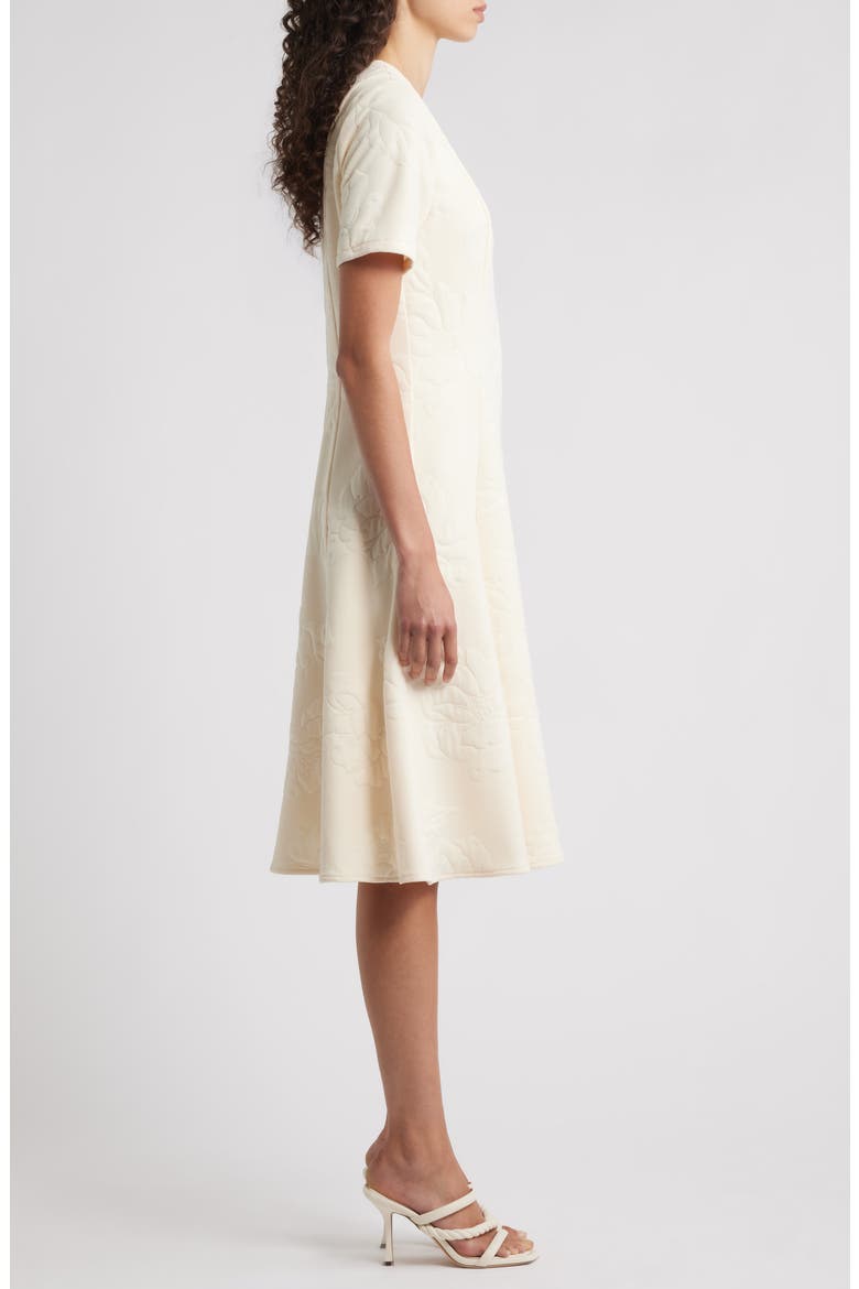 Floral Jacquard Fit & Flare Dress, Alternate, color, ECRU