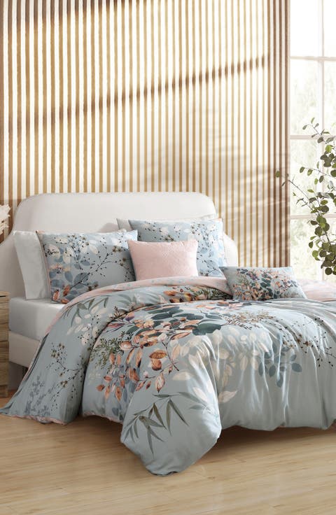 Peach Leaves Cotton Reversible 5-Piece Comforter Set