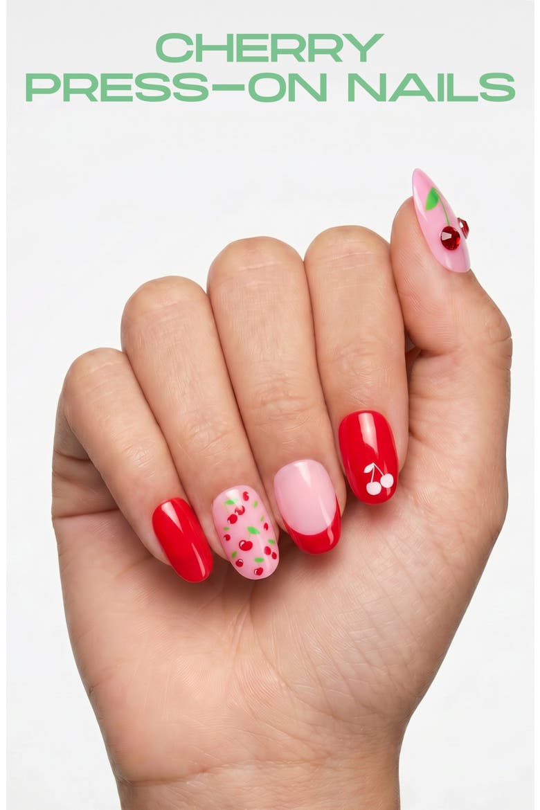 Kids' Sweet Cherry Press On Nails, Alternate, color, OPEN MISCELLANEOUS
