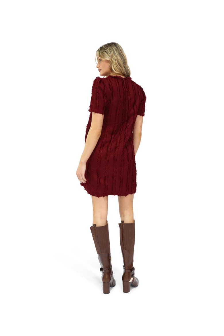 Solana Boho Fringe Shift Mini Dress, Alternate, color, Red Overflow