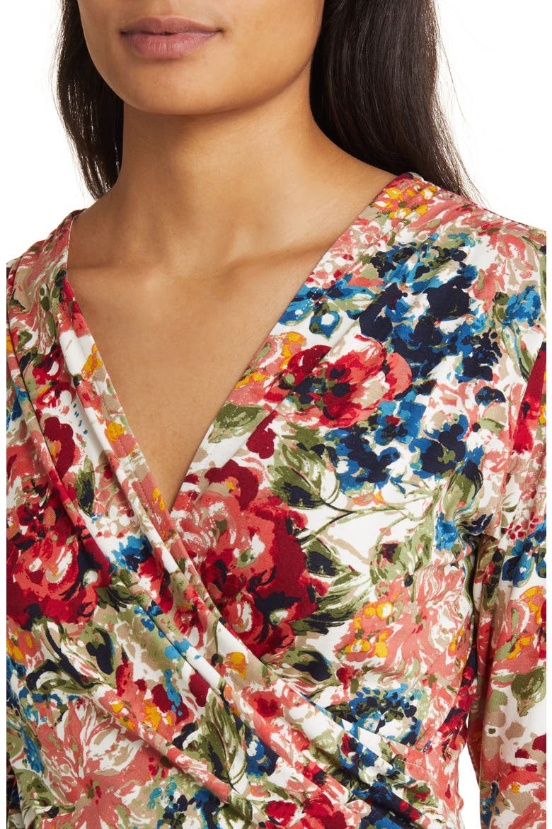 Faux Tie Wrap Top, Alternate, color, MARSALA/ OLIVE