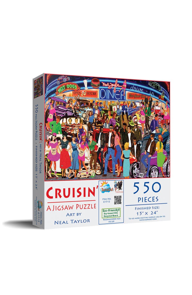 Sunsout Cruisin 550 piece Jigsaw Puzzle for Adults, Main, color, Multicolor