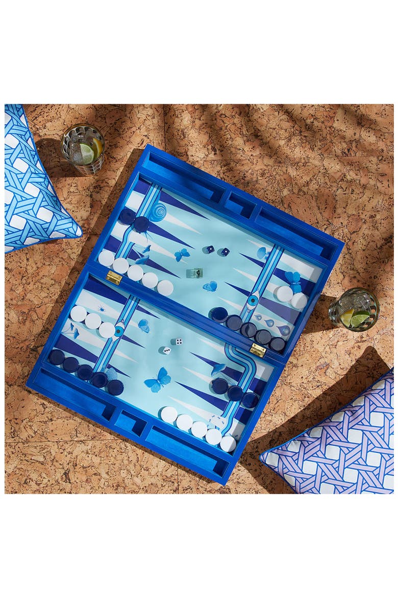 Druggist Backgammon Set, Alternate, color, Delft Blue