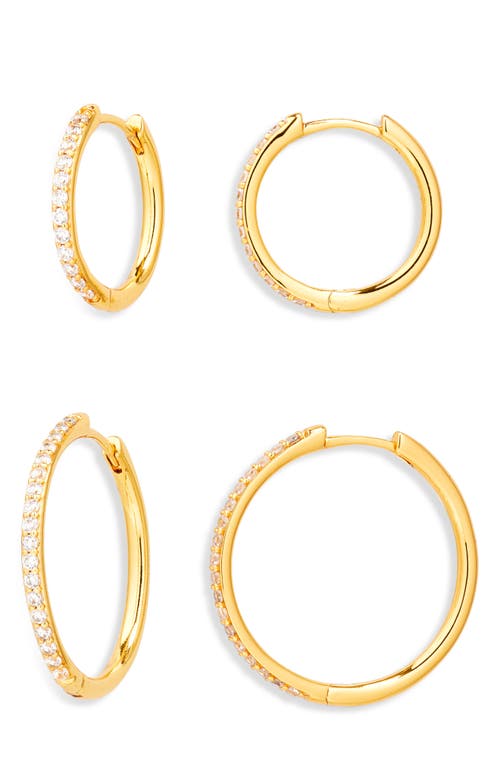 Nordstrom Set Of 2 Cubic Zirconia Pavé Skinny Hoop Earrings