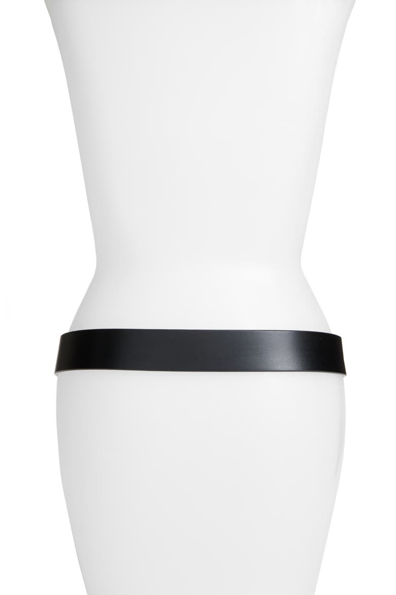 Calfskin Leather Belt, Alternate, color, BLACK