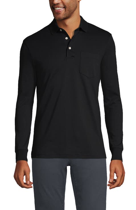 Long Sleeve Cotton Supima Polo Shirt with Pocket