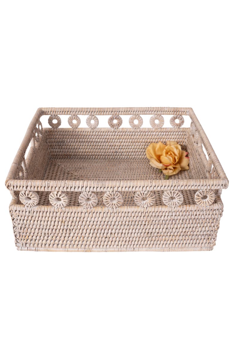 Artifacts Trading Company<sup>™</sup> Artifacts Rattan Inna Design Rectangle Basket with Cutout Handles, Alternate, color, White Wash