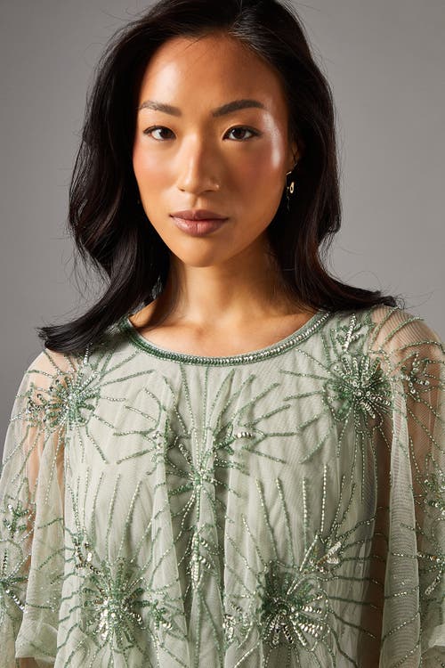 Coast Floral Embellished Cape Midi Dress In Gold