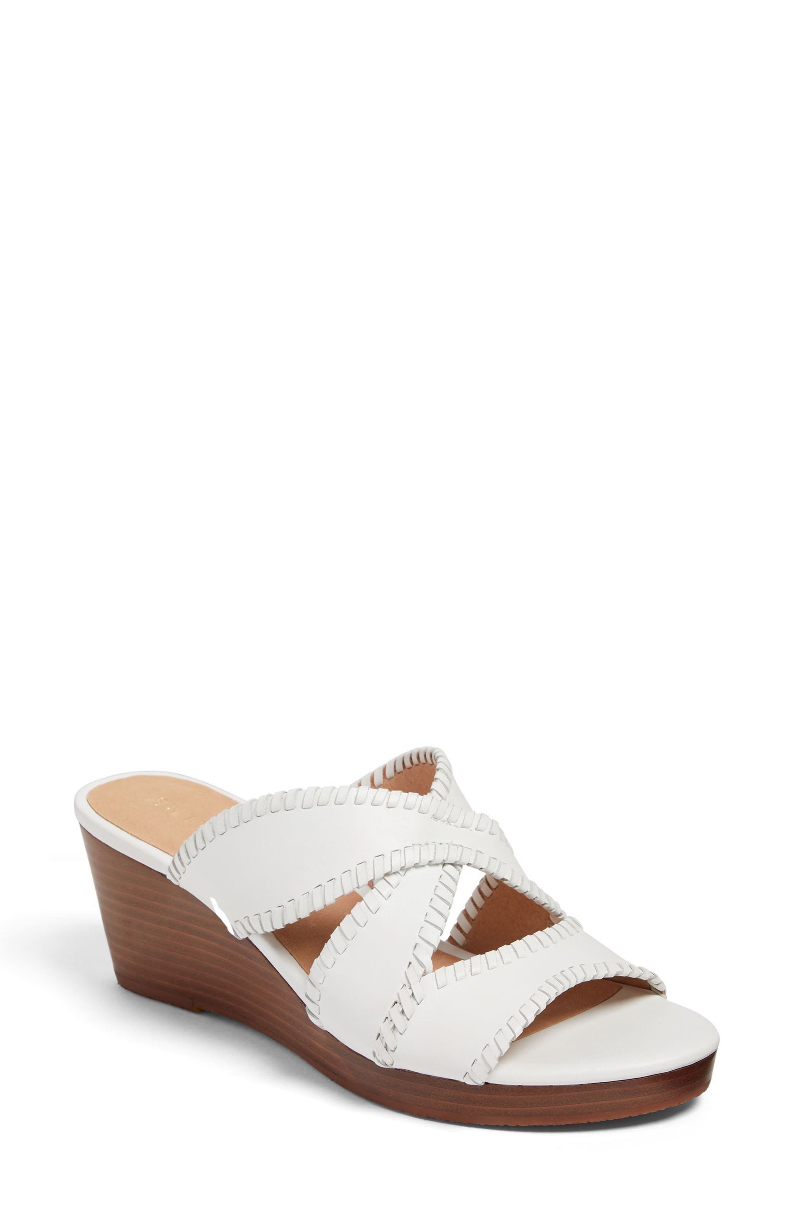 Jackie Wedge Sandal, Main, color, WHITE LEATHER