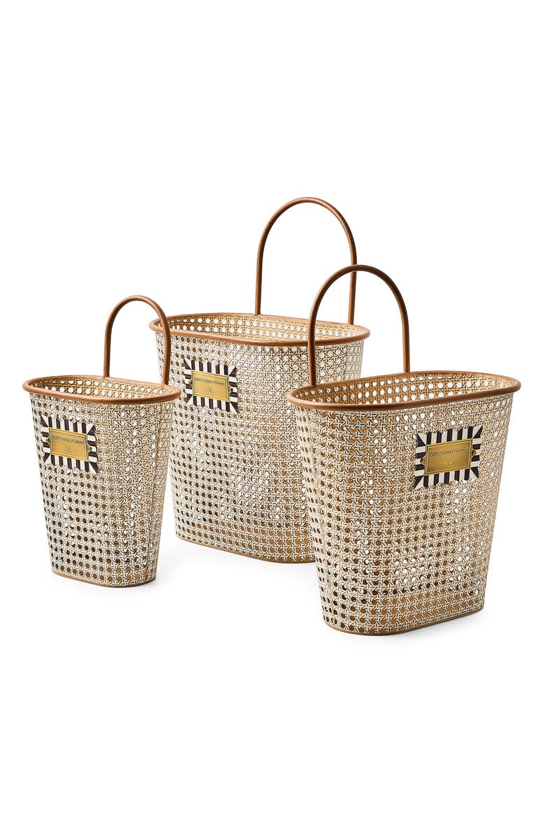 MACKENZIE CHILDS Cane Set of 3 Baskets, Alternate, color, Beige