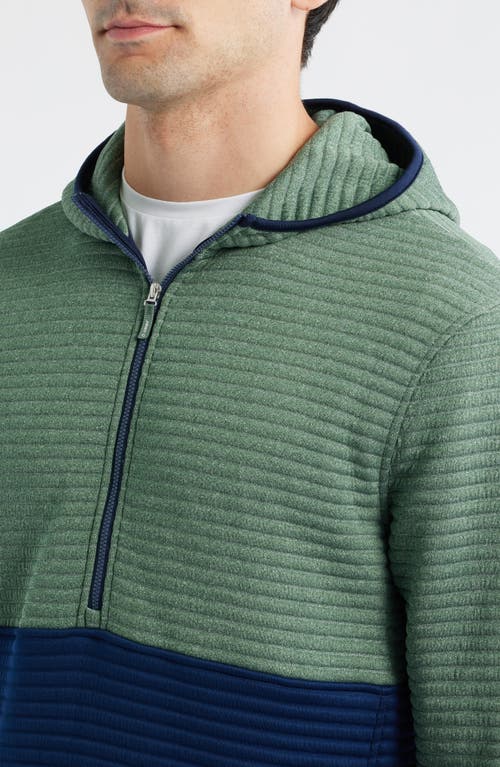 Johnnie-o Werner Rib Colorblock Half Zip Hoodie In Blue