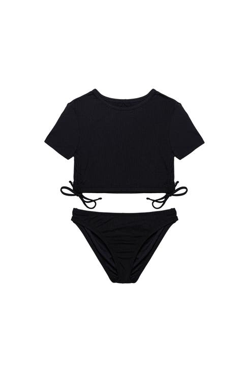 Freya Rib Short Sleeve Side Tie Swim Set