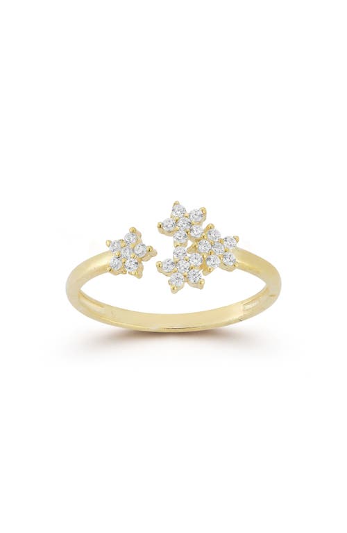 Glaze Jewelry 14k Gold Plated Silver Flower Cuff Ring In Gold