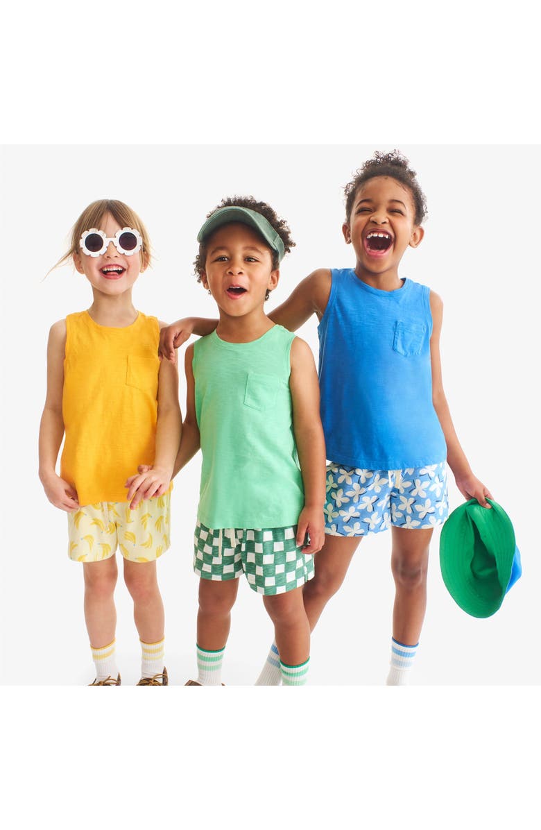 Primary Kids Park Short In Check, Alternate, color, Sunwashed Teal White Checks