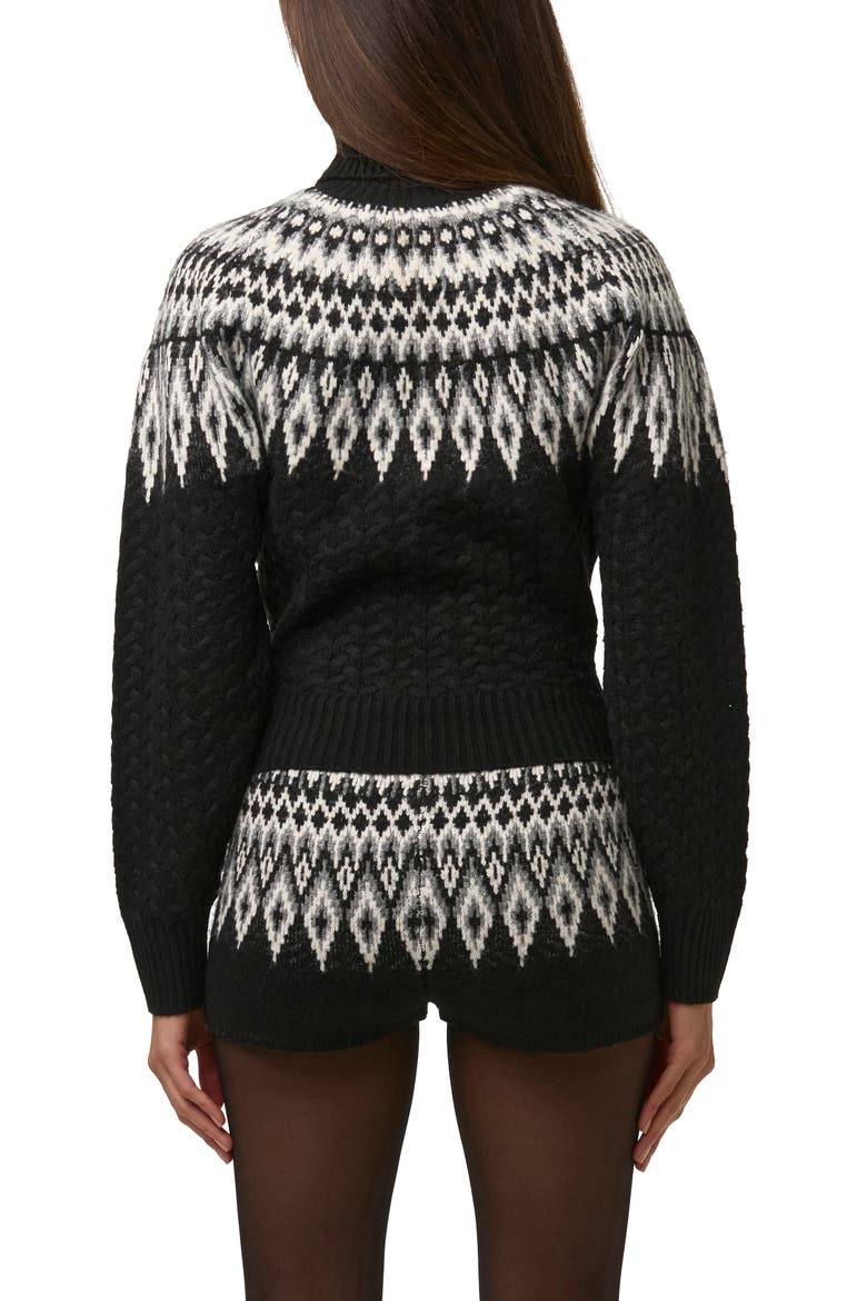 Fair Isle Turtleneck Sweater, Alternate, color, BLACK