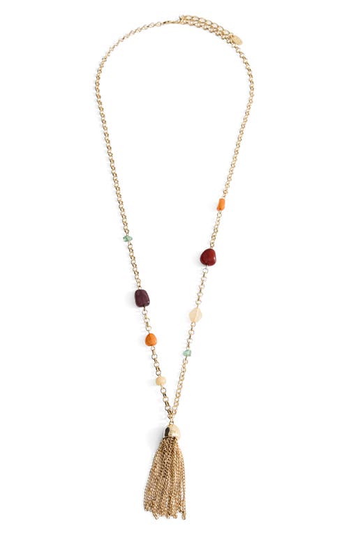 Mango Fringed Bead Necklace In Gold