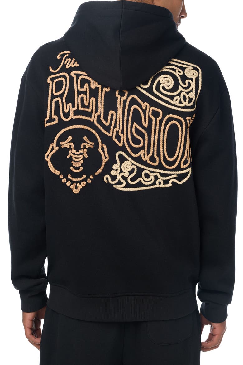 Rope Logo Graphic Zip Hoodie, Alternate, color, JET BLACK