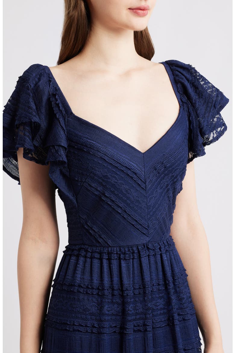 Stretch Lace Gown, Alternate, color, NAVY