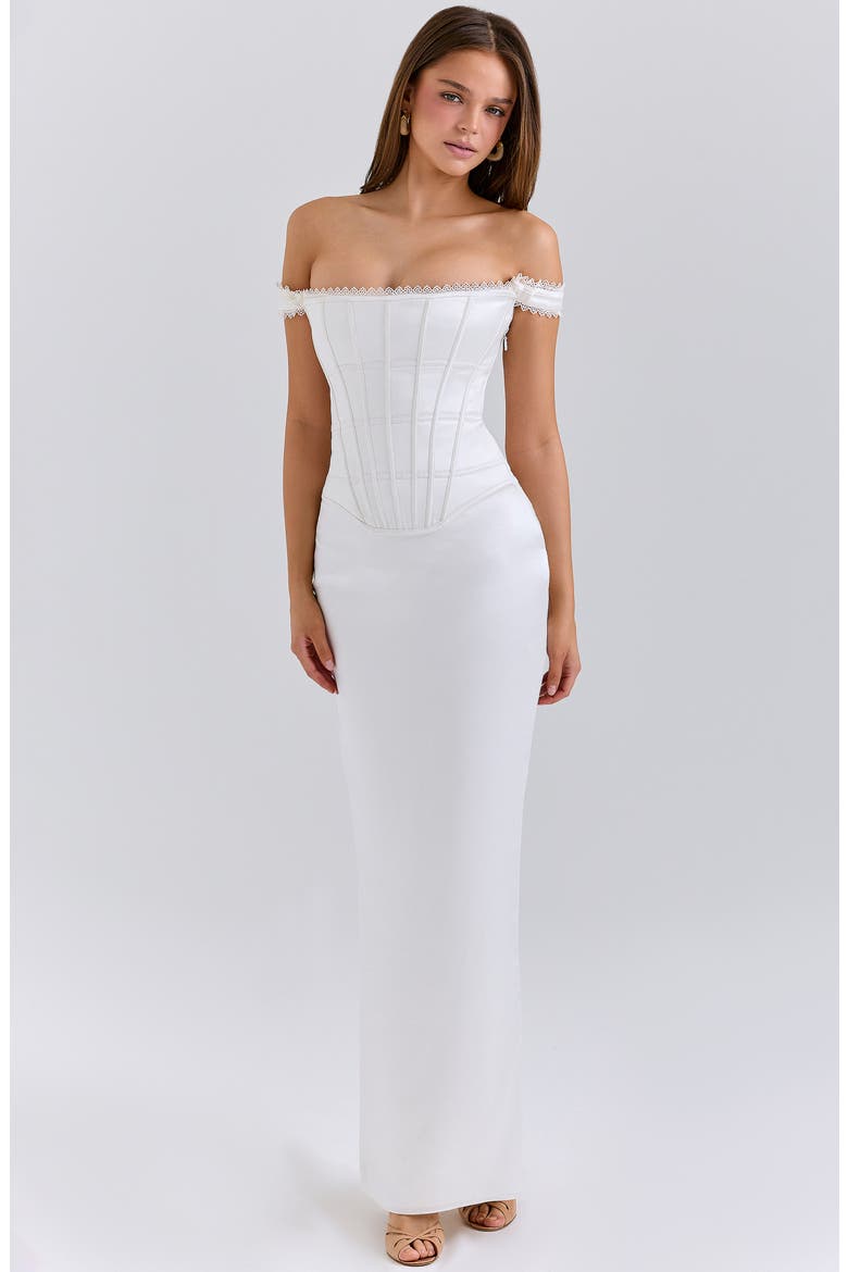 Strapless Corset Column Dress, Alternate, color, IVORY