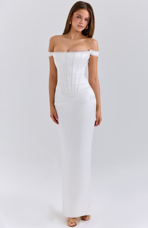 House Of Cb Strapless Corset Column Dress In White