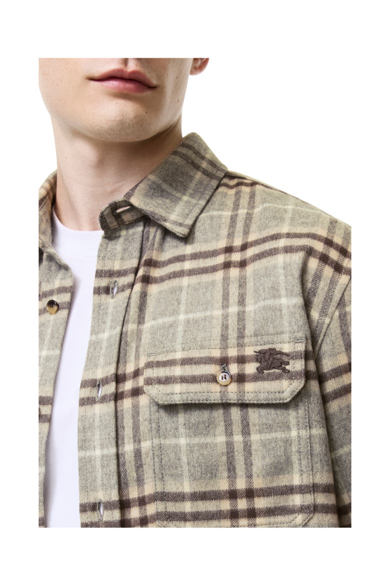 Check Wool Flannel Overshirt, Alternate, color, Dove grey