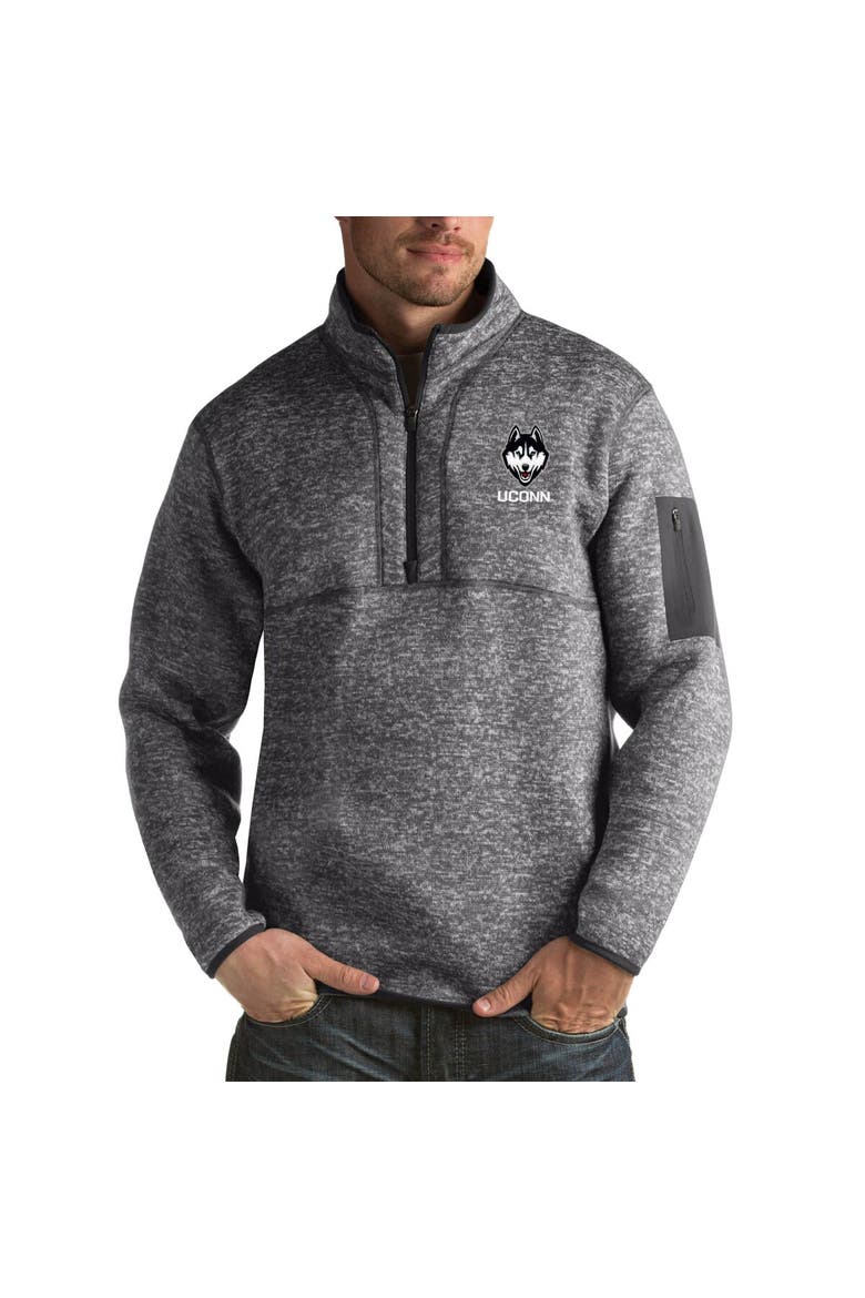 Men's Antigua Charcoal UConn Huskies Fortune Big & Tall Quarter-Zip Pullover Jacket, Main, color, Charcoal