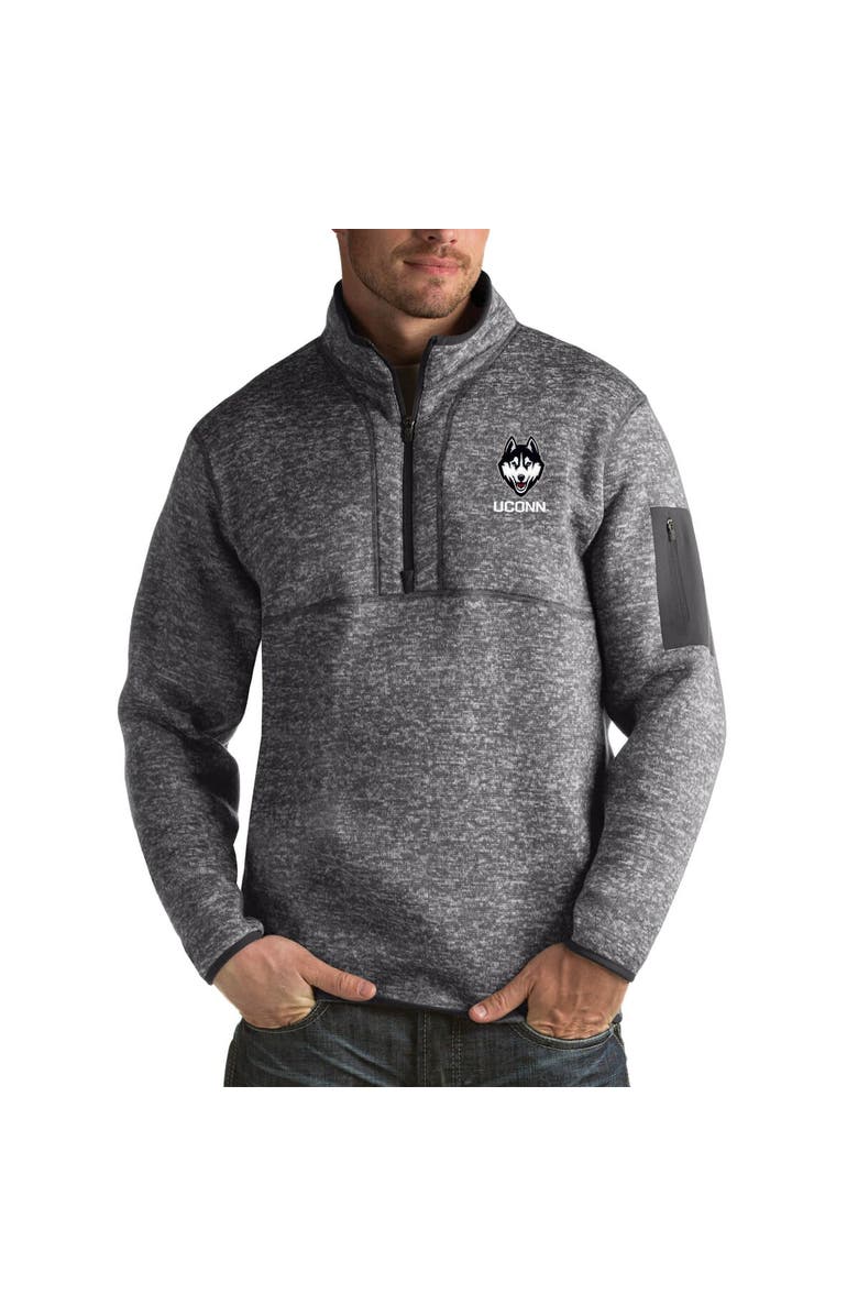 ANTIGUA Men's Antigua Charcoal UConn Huskies Fortune Big & Tall Quarter-Zip Pullover Jacket, Main, color, 