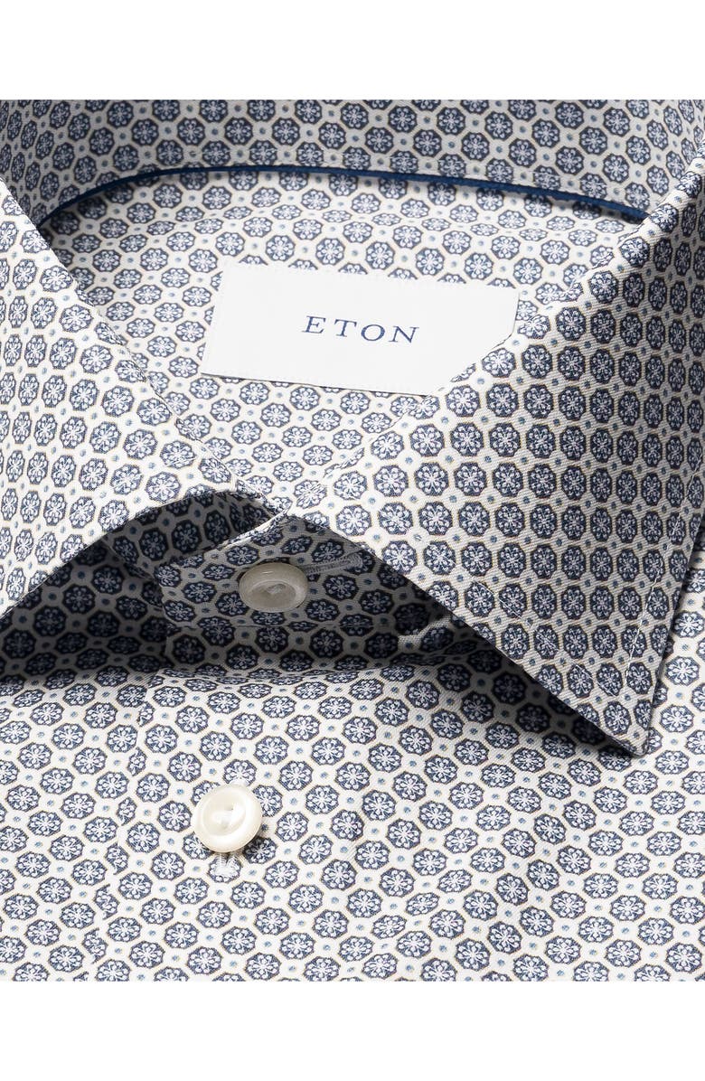 Eton Contemporary Fit Medallion Print Cotton Dress Shirt, Alternate, color, Medium Blue