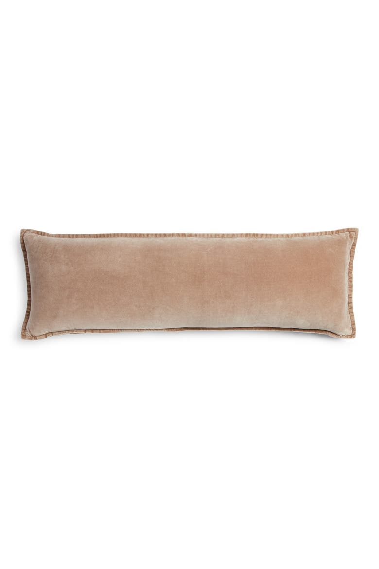 Velveteen Bolster Pillow, Main, color, TAN THREAD