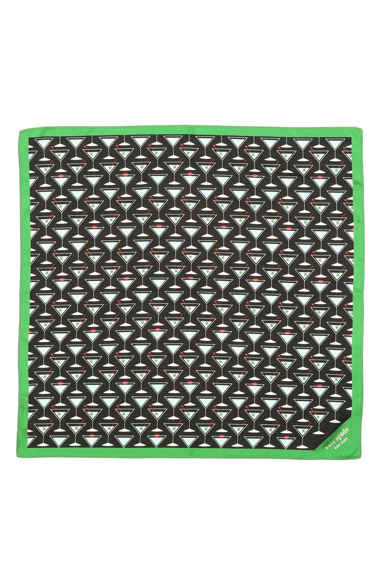 Kate Spade New York martini print silk bandana, Alternate, color, 