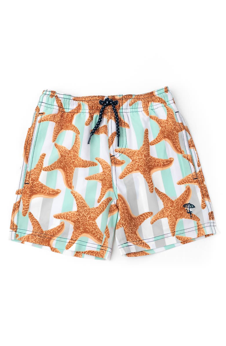 Shade Critters Kids' Starfish Swim Trunks, Main, color, Mint