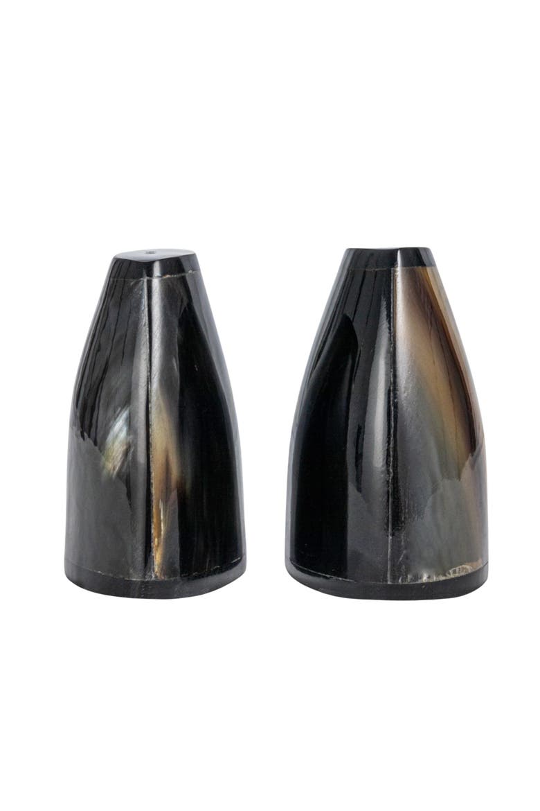 Round Horn Salt and Pepper Shakers, Black, Alternate, color, Black