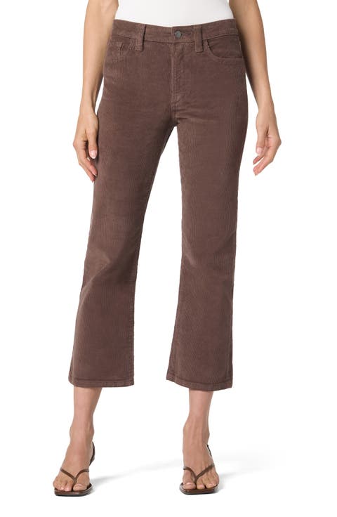 High Waist Crop Bootcut Corduroy Pants