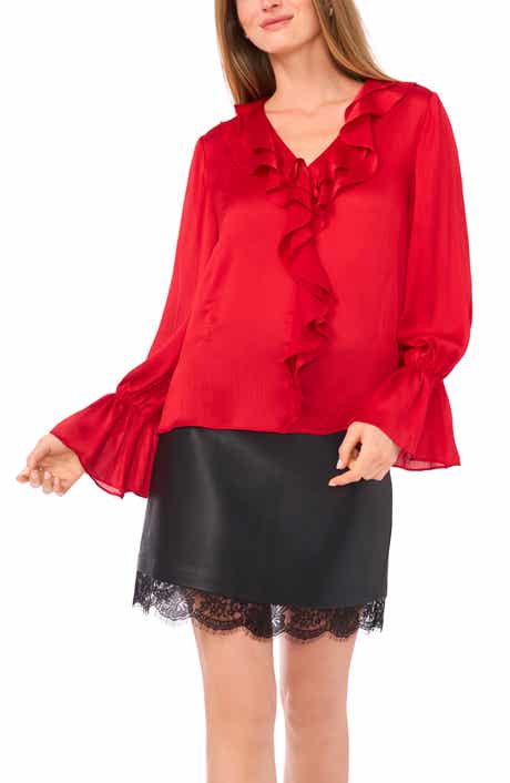 Vince Camuto Ruffle Detail Textured Top