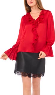 Vince Camuto Ruffle Detail Textured Top