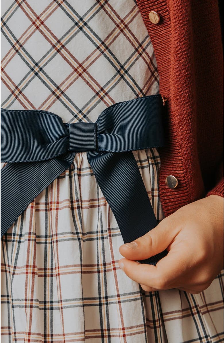 Hope & Henry Girls' Organic Stretch Poplin Sash Dress, Toddler, Alternate, color, Homeroom Check