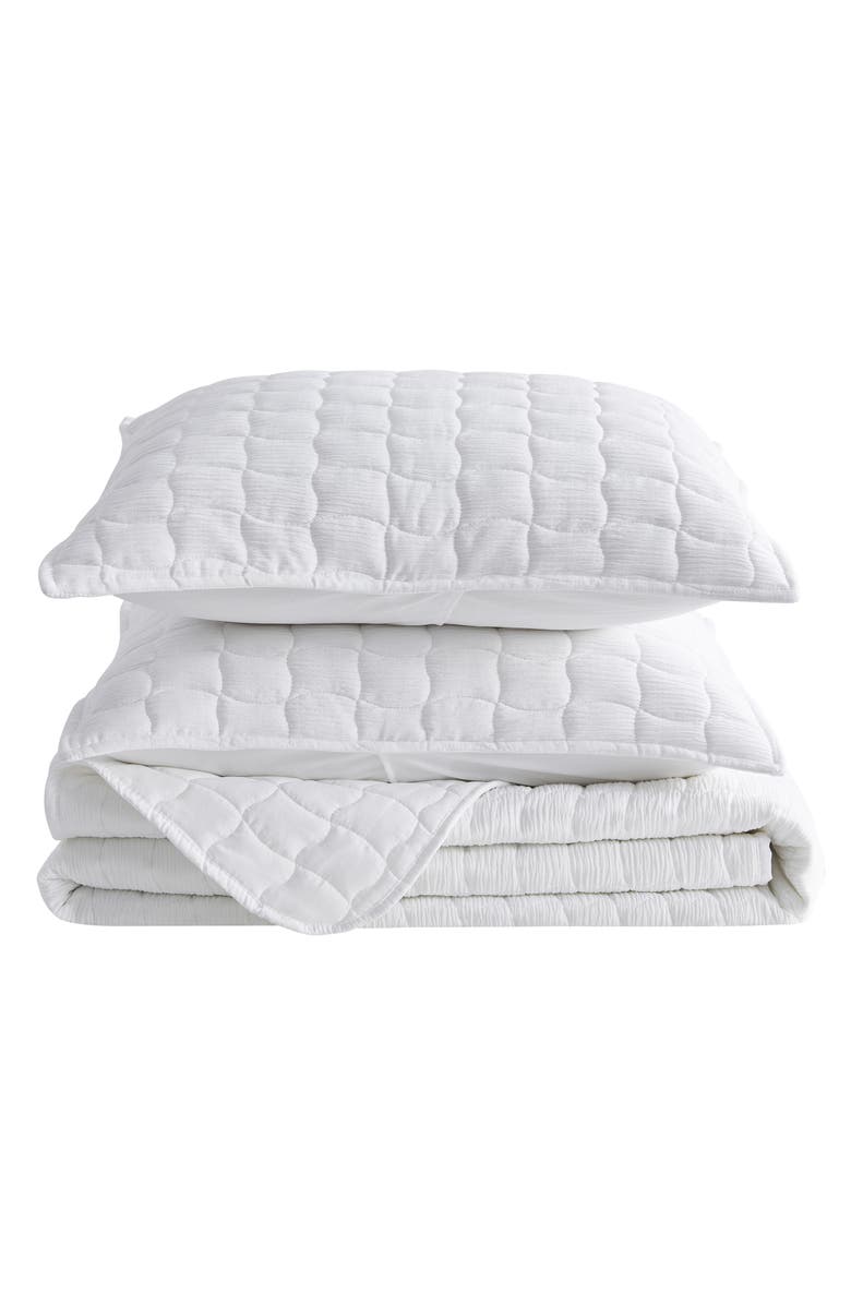 Woven & Weft Wave Stitched Quilt Set, Main, color, White