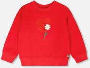 Deux par Deux French Terry Heart and Flower Embroidery Sweatshirt
