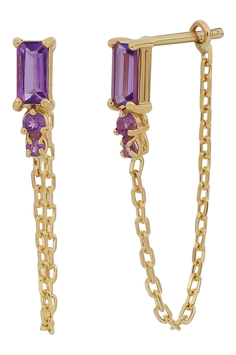 BLC 14K Gold Amethyst Chain Drop Earrings, Main, color, 14KY