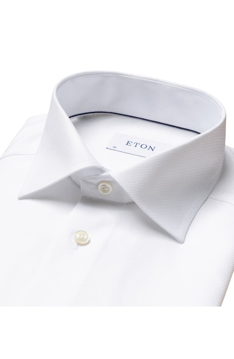Eton Slim Fit Diagonal Weave Shirt, Alternate, color, White
