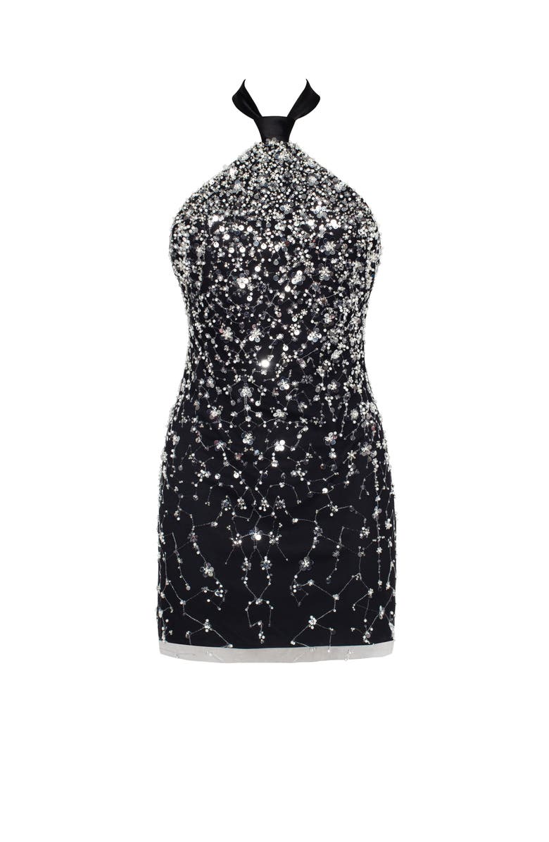 Milla Striking Halterneck Crystal-Embellished Mini Dress, Main, color, Black