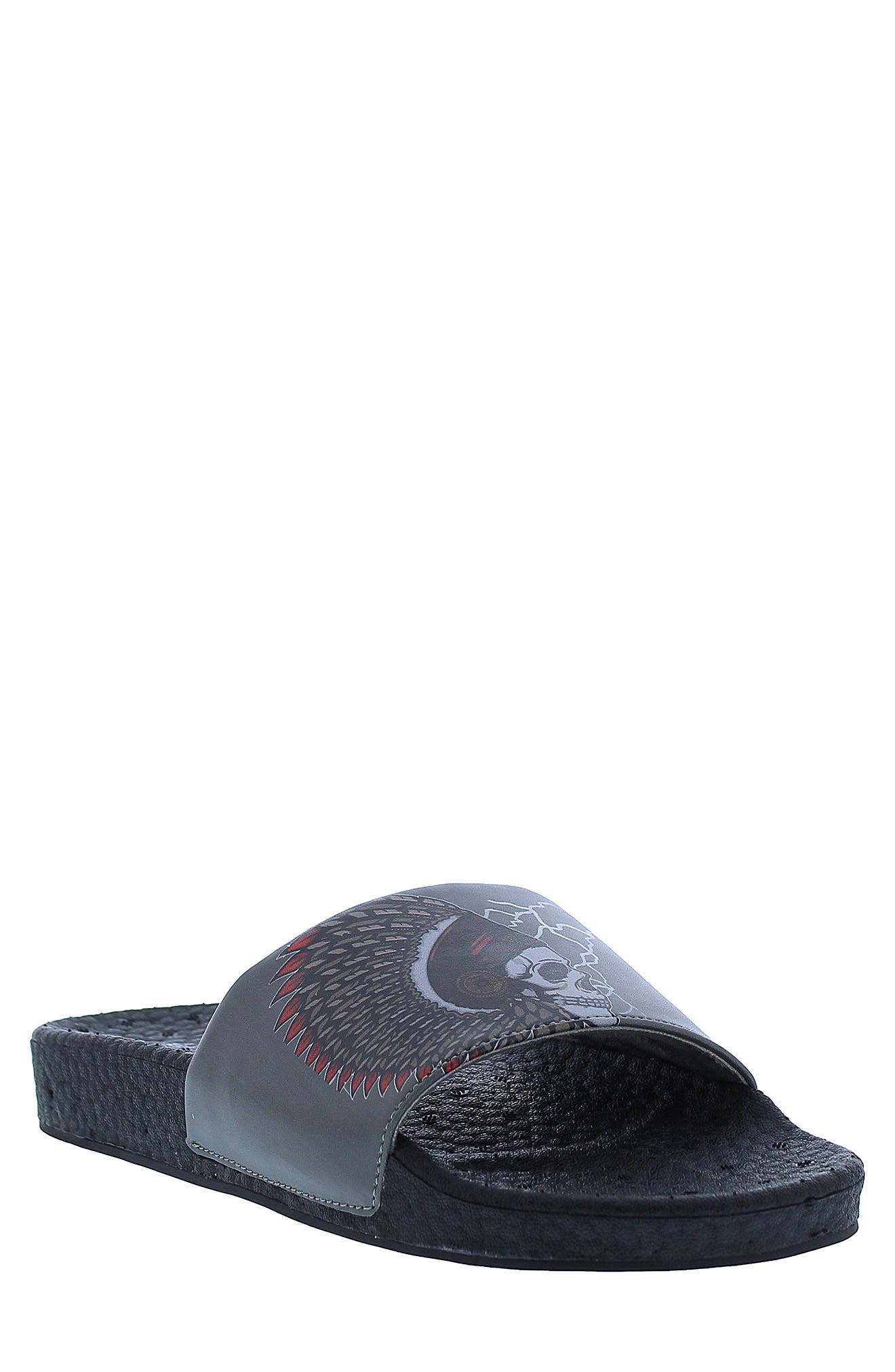 Ed Hardy Ruller Leather Slide Sandal, Main, color, 