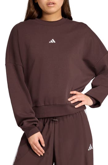 Adidas Originals Adidas Essentials Small Logo Feel Sweatshirt In Brown