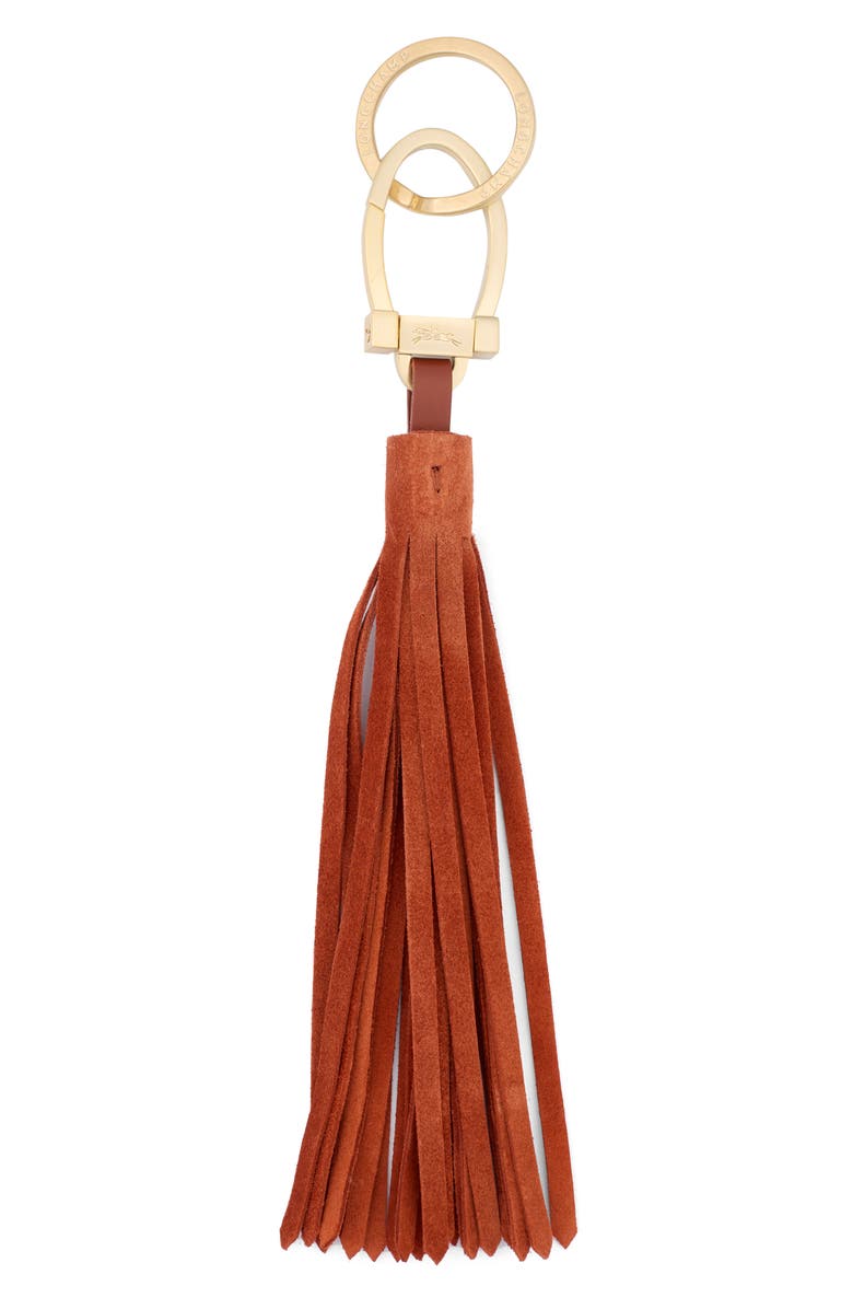 Longchamp Tassel Key Ring, Main, color, Cognac