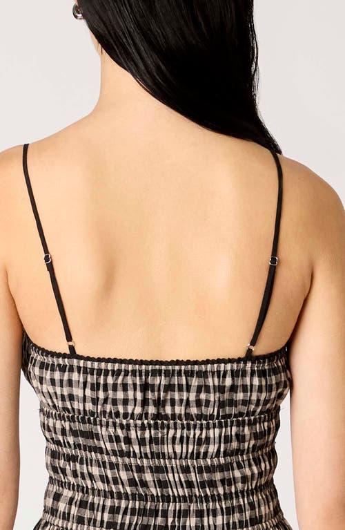 Nia Thomas Gingham Check Cotton Midi Dress In Brown