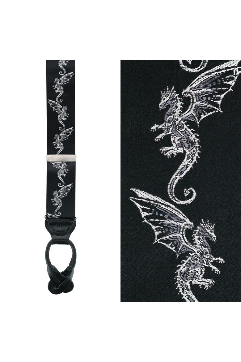 Guardian of Freedom  Dragon Silk Button End  Suspenders, Main, color, Black