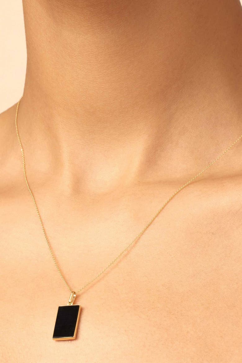 14K Gold Tag Me Pendant Charm, Alternate, color, Gold - Black Onyx