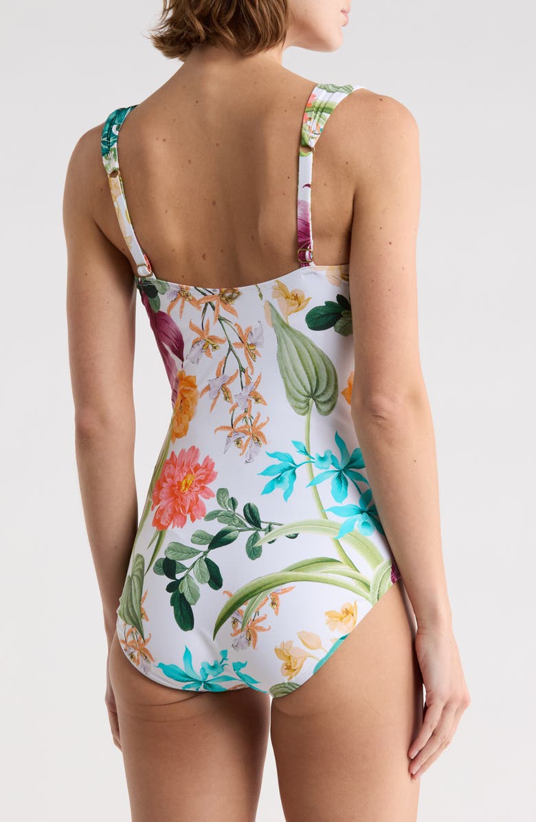 JANTZEN Surplice Mio One-Piece Swimsuit, Alternate, color, White Multi