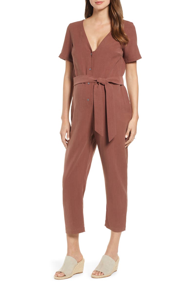 The Noelle Maternity Nursing Friendly Jumpsuit, Main, color, ANISE