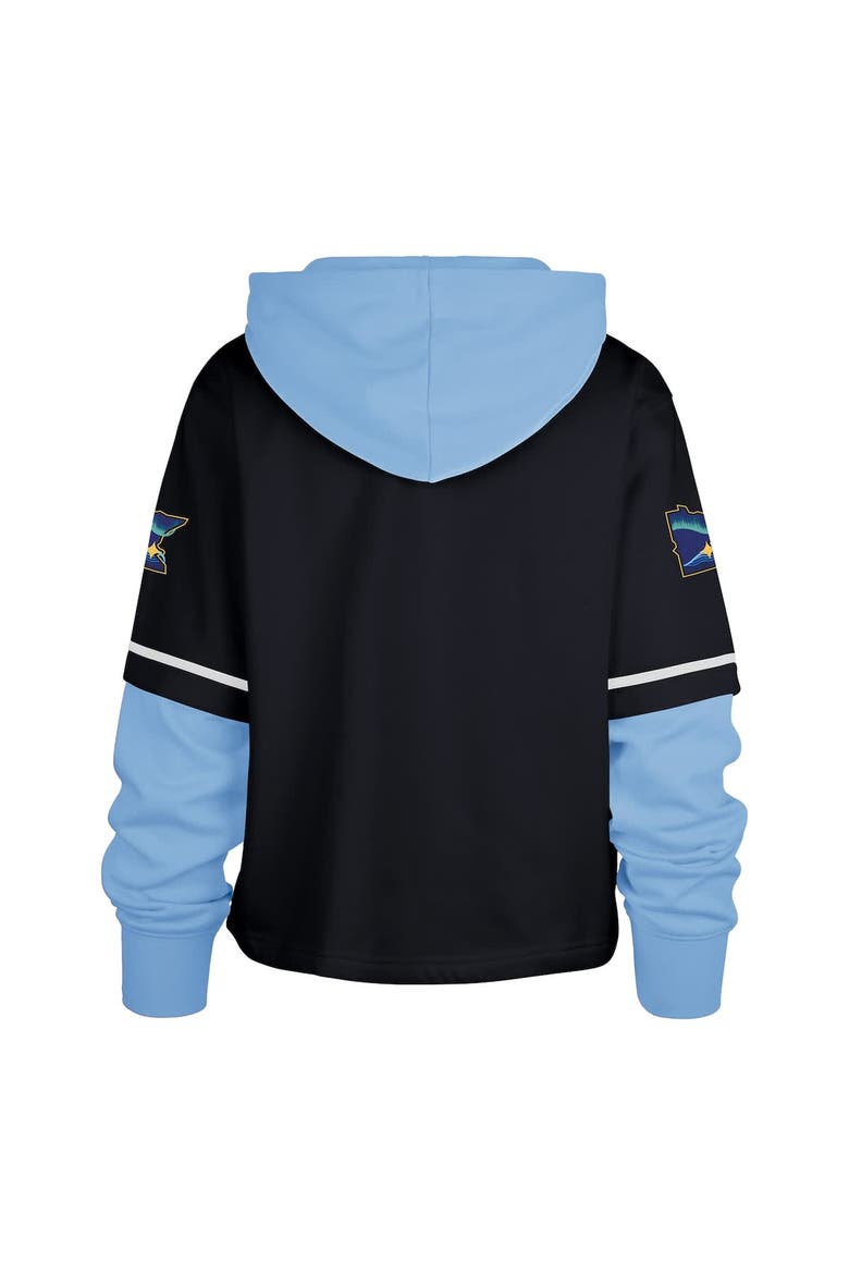 Women's '47  Navy Minnesota Twins City Connect Shortstop Cropped Pullover Hoodie, Alternate, color, Navy